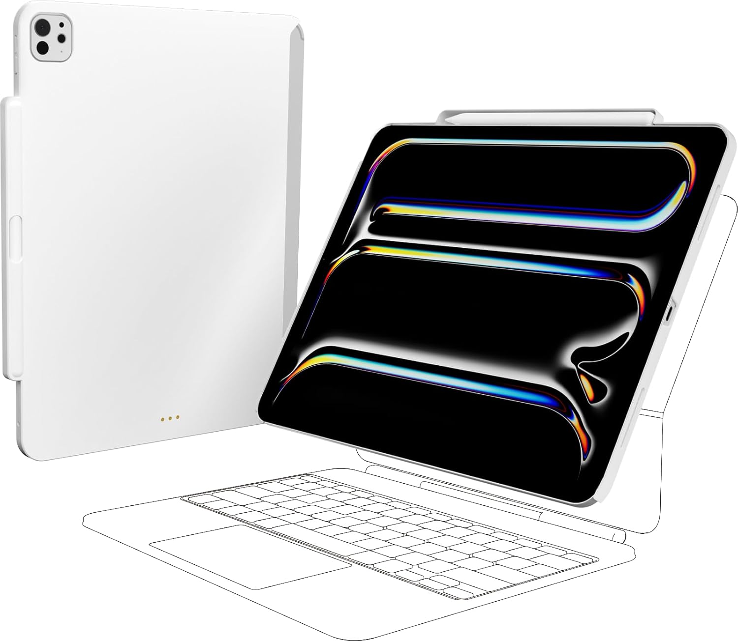 SwitchEasy CoverBuddy Lite for 2024 iPad Pro 13" - Case Compatible with Magic Keyboard for iPad Pro (M4), with Apple Pencil Pro Pencil Holder - White