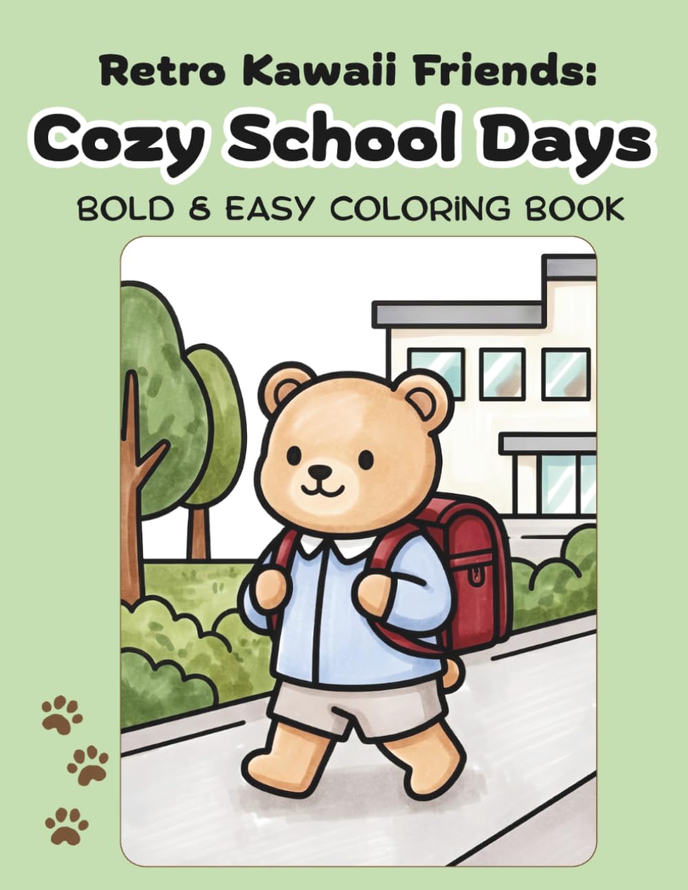 Retro Kawaii Friends:Cozy School Days: Japanese Gakko: A Bold and Easy Retro Coloring Book for Adults and Kids with Cute Animals