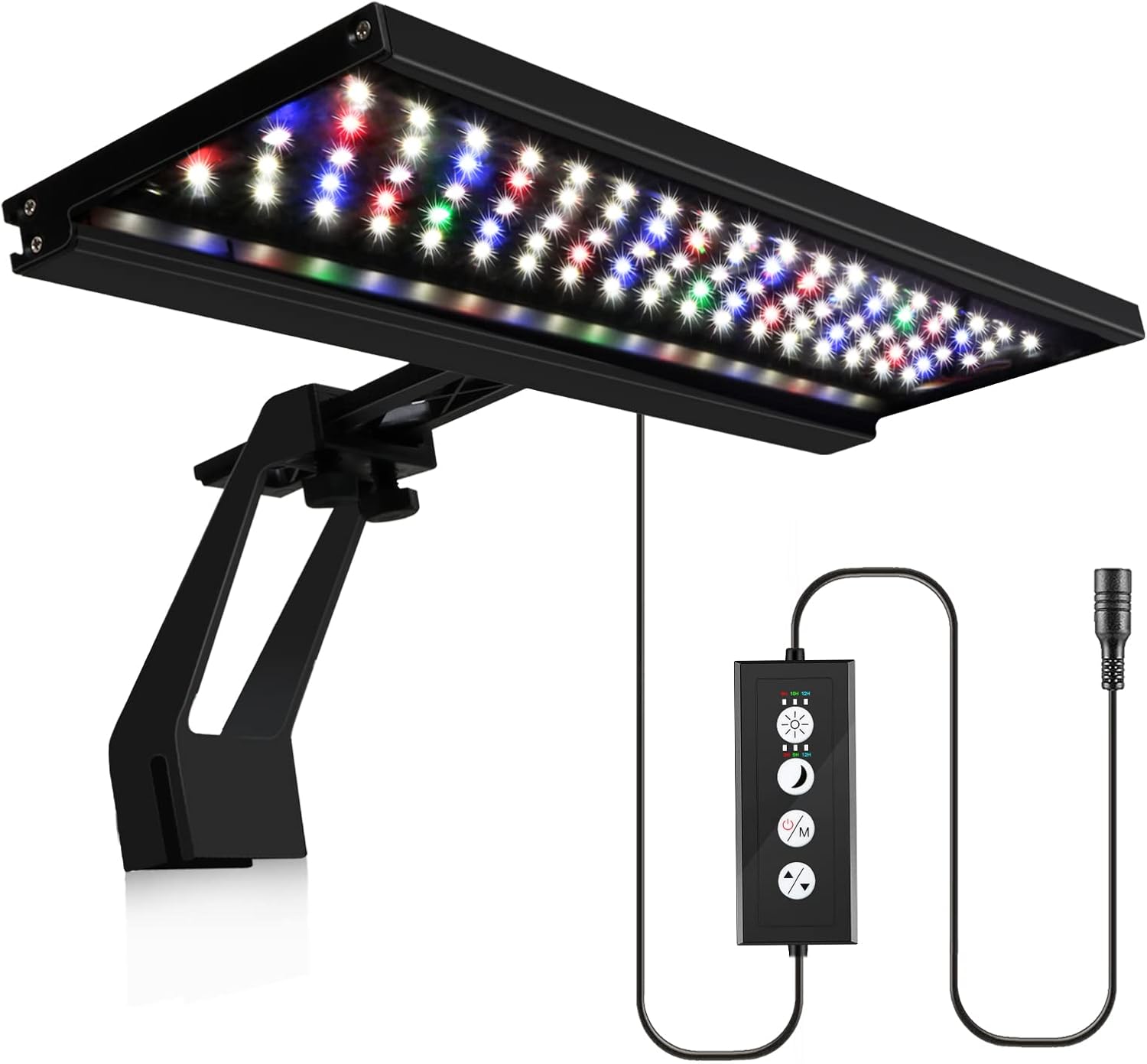 Luz LED Acuario con clip, 18W 98LEDs 18-24 pulgadas Luces para acuarios Regulable Impermeable Lámpara Acuario Delgada con Temporizador