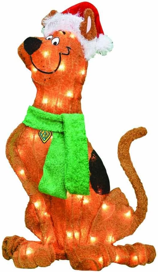 PRODUCTWORKS 24-Inch Pre-Lit 2D Scooby Doo with Santa Hat Christmas Yard Decoration, 35 Lights