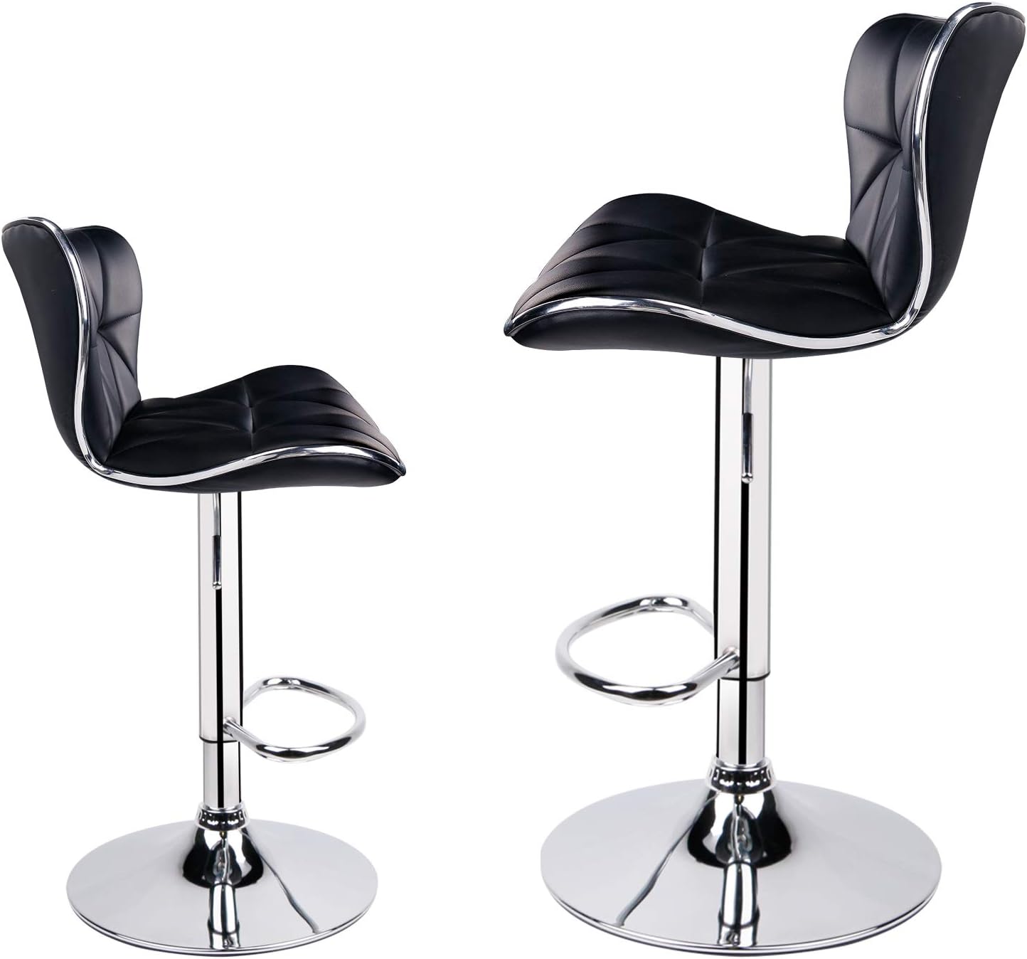 Leader Shell Back Bar Stools Set of 2, Adjustable Bar Stool with Back , Swivel Barstools (Black): Kitchen & Dining