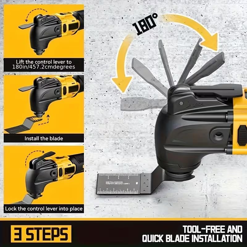 Cordless, brushless multi-functional vibratory tool, for 20V MAX batteries (tool only), 6-speed control, LED lighting, low vibration, quick-change blades.
