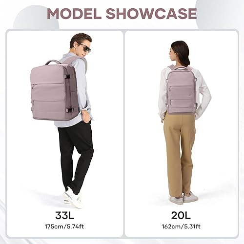 Miniatura 8 de coowoz Mochila de viaje grande para mujeres y hombres,Mochila de transporte,Mochila de senderismo impermeable para deportes al aire libre, Rosa