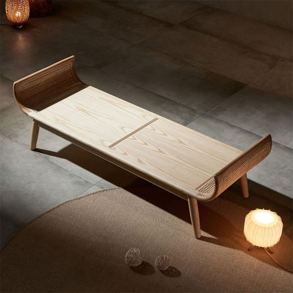 Banco otomano de madera maciza, taburete cambiador de zapatos de puerta, silla de sofá chaise longue, taburete de noche tejido de ratán, banco de dormitorio, banco de comedor