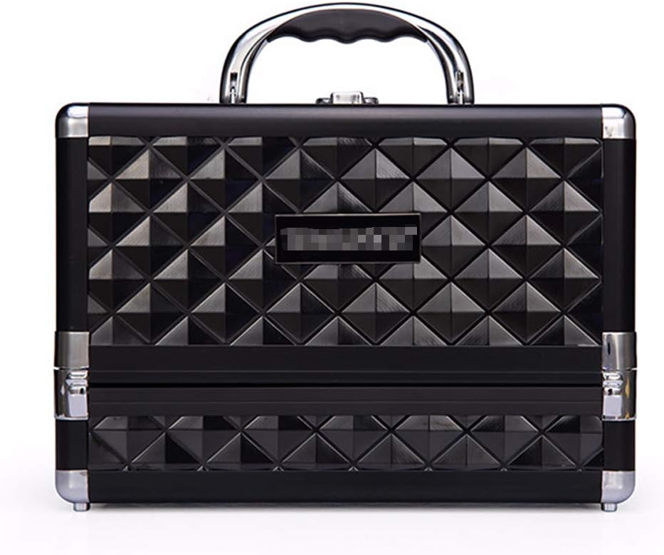 Portable Cosmetic Case Multi-Layer Double Open Aluminum Alloy Large Nail Makeup Storage Box