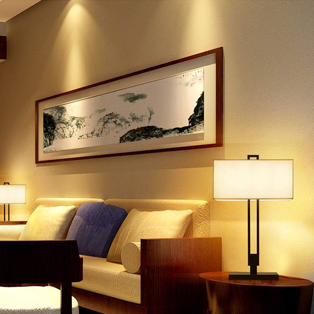 Lampy stołowe do sypialni E27*2 Nowoczesna lampka nocna przy łóżku Klosz z tkaniny i metalowa podstawa do pokoju gościnnego Sypialnia Salon Hotel Biała lampa biurkowa 25”