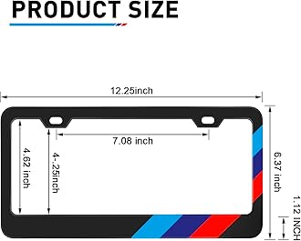 License Plate Frames for BMW Accessories Universal Solid Rust-Proof Aluminum Matte Black License Plate Cover for Front and Rear Car Tags (1 PC)