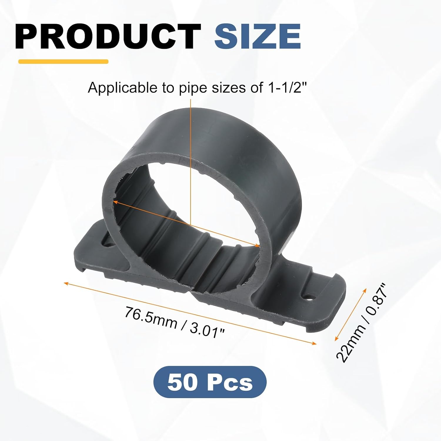 HARFINGTON 50pcs Suspension-Pipe Clamps 1-1/2" PP Pipe Clamps for Pex Copper CPVC Tubing Support, Gray