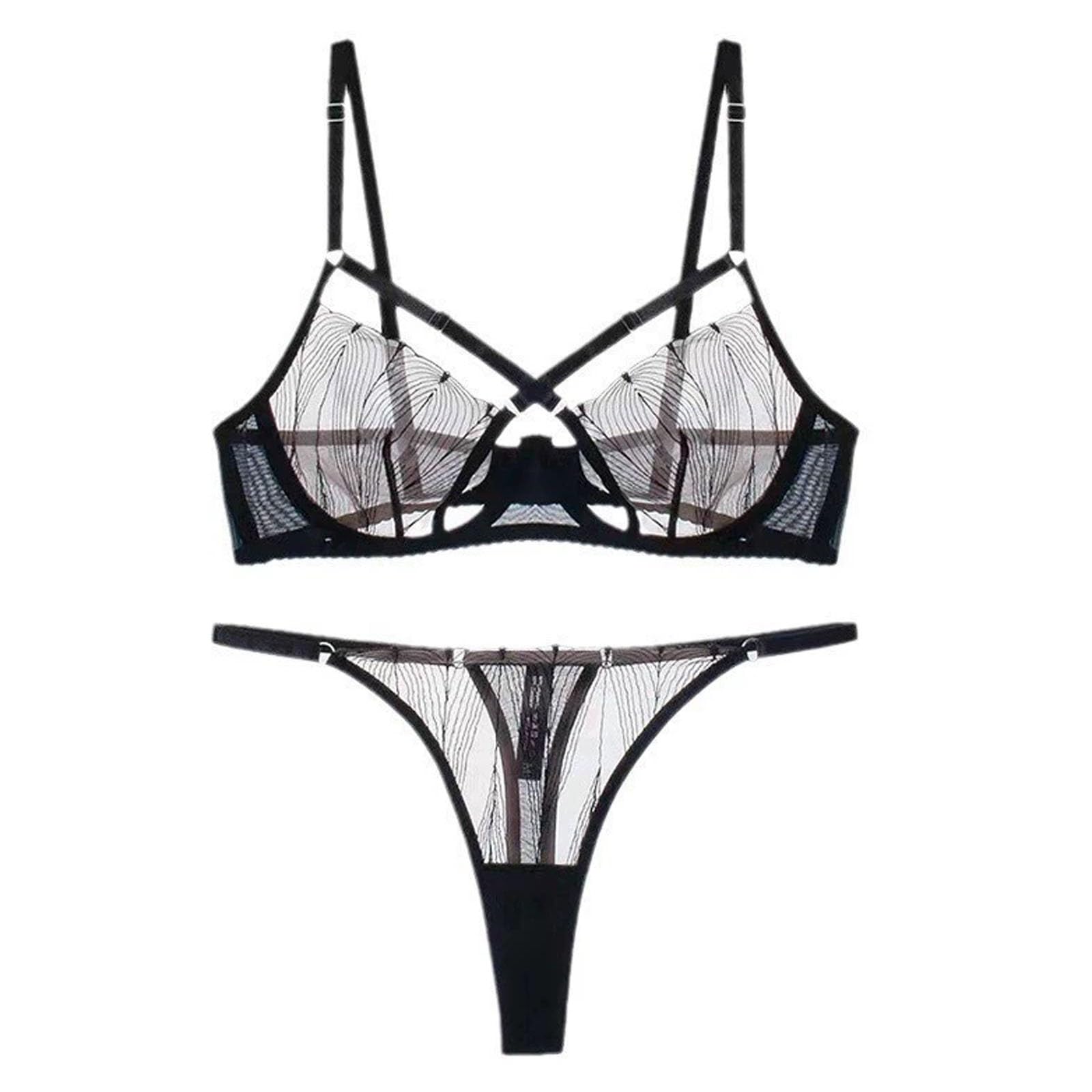 Generico Set Francese Reggiseno Pizzo Cinturino Sag Underwear Elegante Coordinato Biancheria Donna #D
