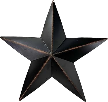 Metal Patriotic Old Glory American Flag Black Metal Barn Star July of 4th Decoration 12"-Black
