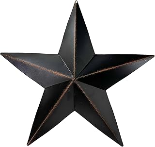 Metal Patriotic Old Glory American Flag Black Metal Barn Star July of 4th Decoration (12"-Black)