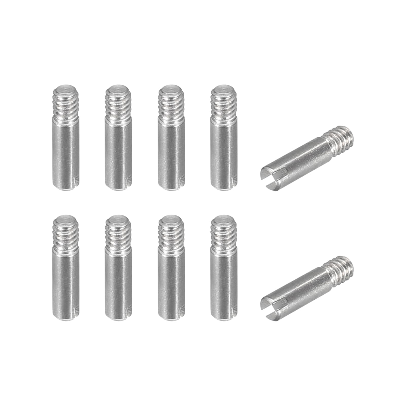 sourcing map 10Pcs M2 x 8mm Slotted Cylindrical Pin 304 Stainless Steel Dowel External Thread Locating Pin for Furniture Cabinets
