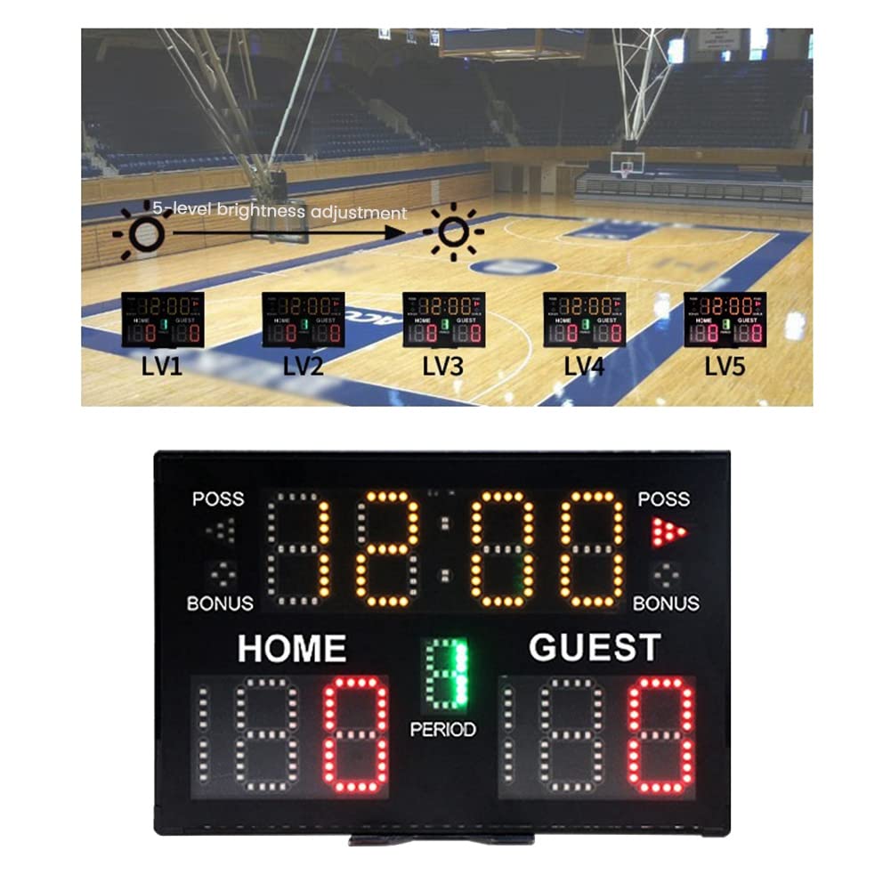 Tabellone Segnapunti Elettronico per Pallacanestro, Tabellone Segnapunti Digitale Portatile con per Spina Europea per Interni Ed Esterni Multisport