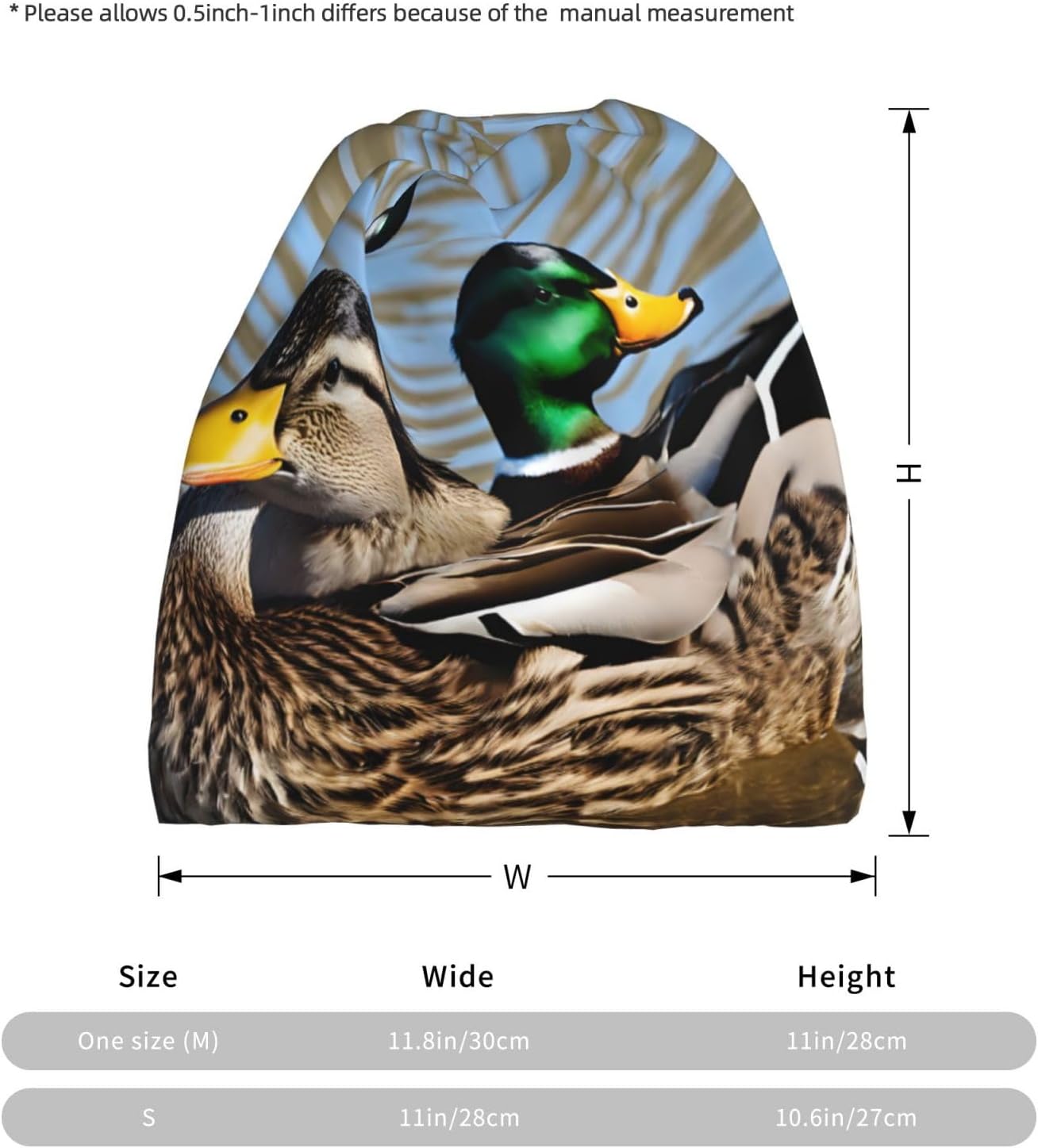 (Mallard Duck) Multi-Functional Convertible Brimless Hat for Daily Outdoor Travel Use -
