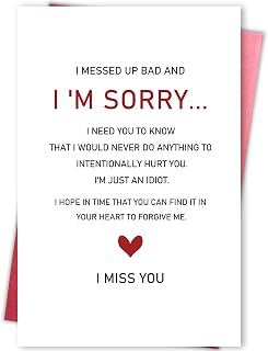Poem I'm Sorry Card, Forgive Me & Make Up Card - Apology Gifts for Her & Him