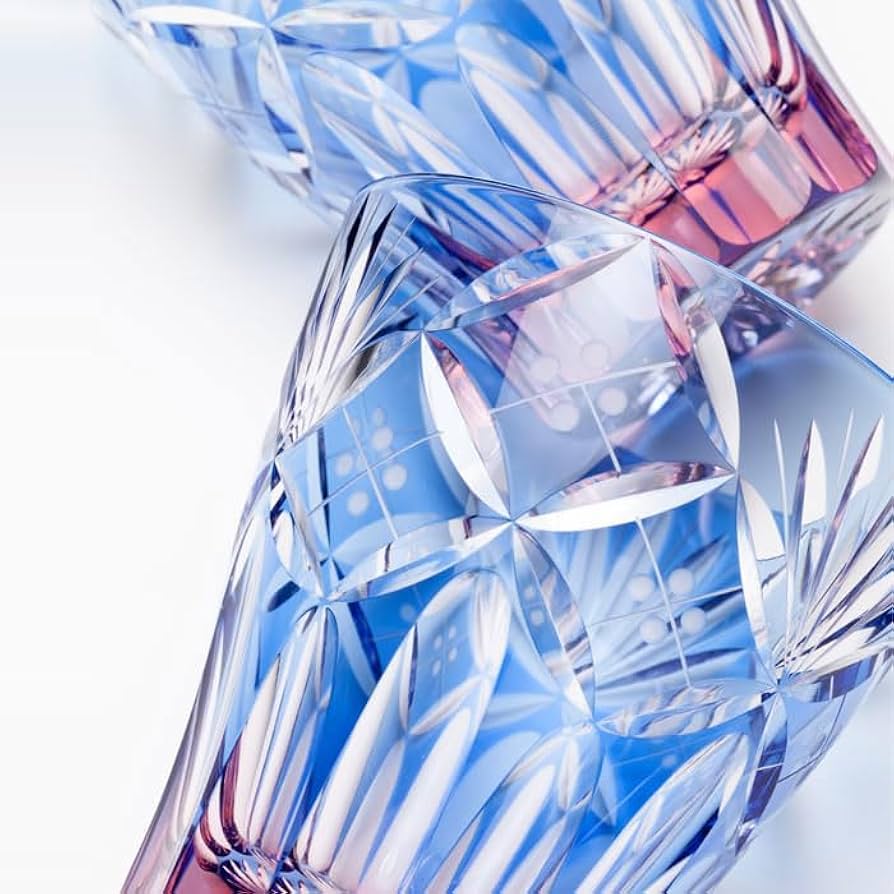 江戸切子　青いカットガラス盃 14個セット 楽天市場】江戸切子 ペアセット ロックグラス 魚子 青&赤 田島硝子