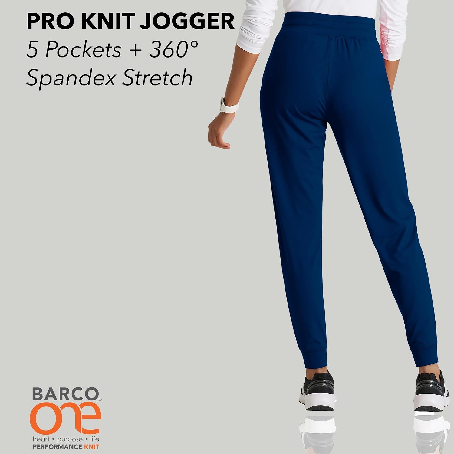 BARCO One Performance Knit Pro Classic Fit Scrub Jogger for Women – 5-Pocket High-Rise Pants with 360 Spandex Stretch