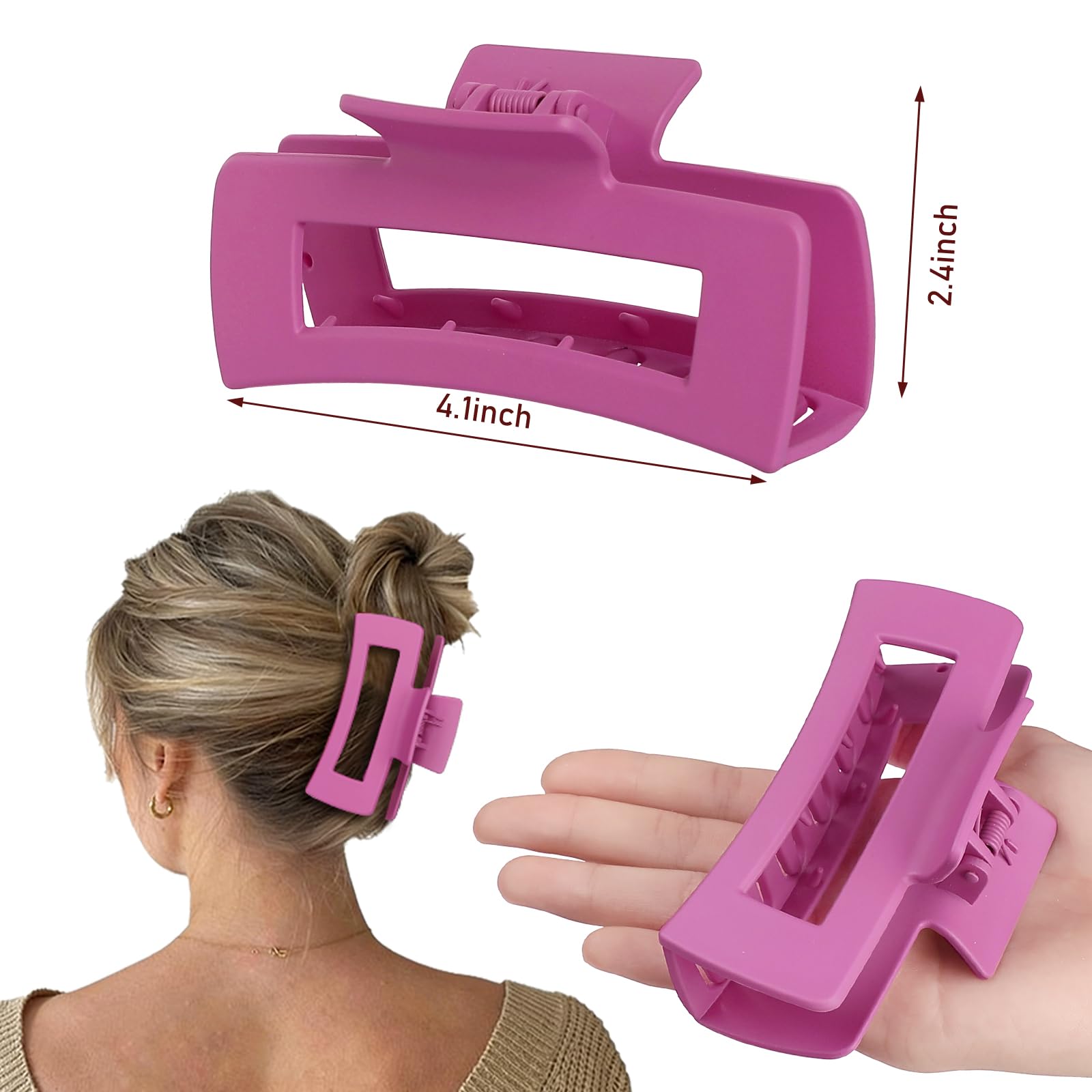 CHANDAT Große Haarspangen, 10,4 cm, bunt, 8 Stück – Haarspangen für dickes und dünnes Haar, quadratische Haarklammern, Großpackung Haarschmuck für Damen und Mädchen (Lavendel)