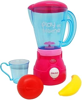لعبة خلاط إلكتروني للأطفال، وردى، مع كوب و 2 خضروات (تفاح وموز)، بلاستيك