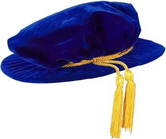 PhD/Doctoral Tudor Bonnet Medium Circumference less than 60cm, Royal Blue Gold Cord