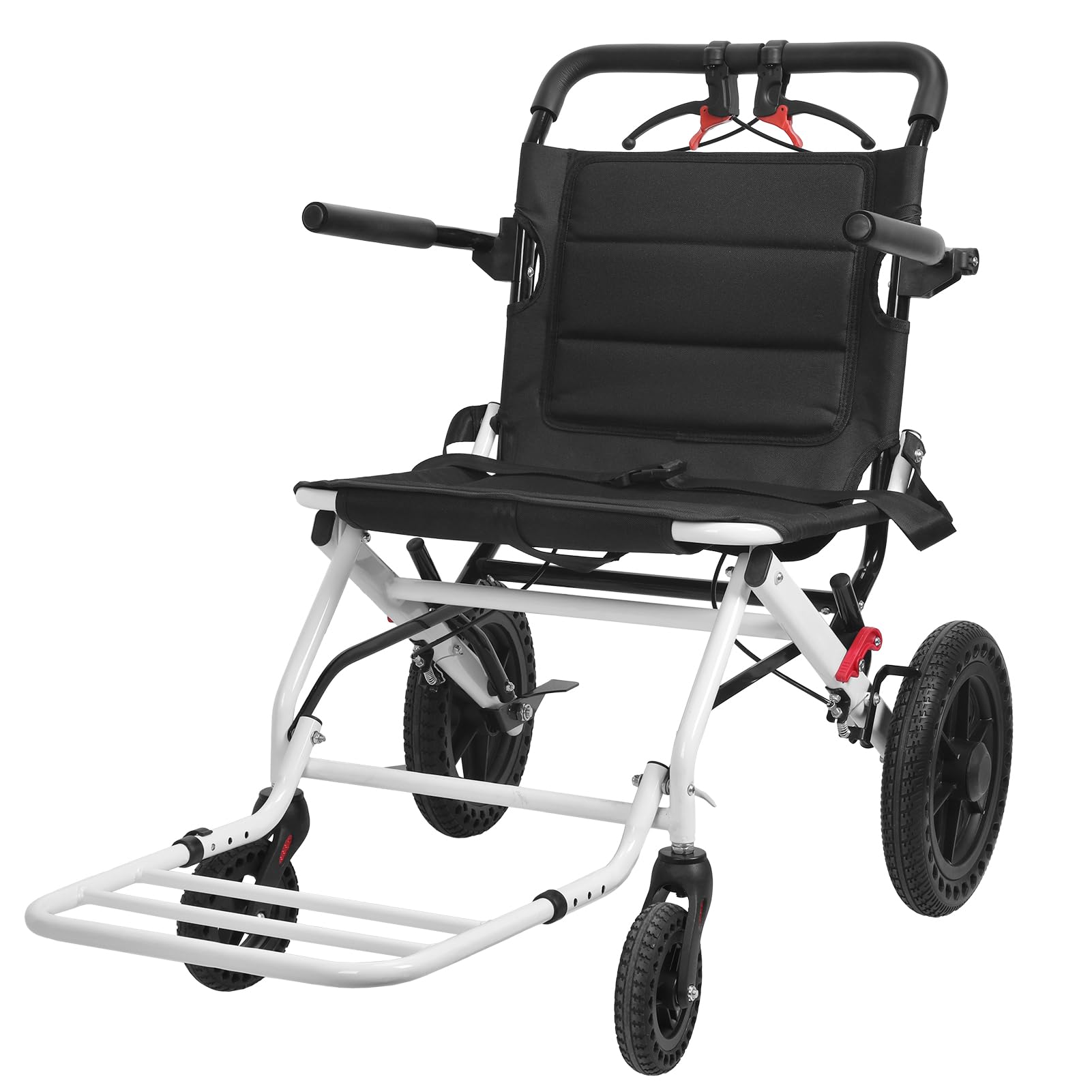 SXSLTSA Portable Folding Transport Wheelchair, Ultra-Light Wheelchairwith Telescopic Handle & 12-Inch Rear Wheels, Foldable Wheelchairs for Adults and Seniors, Supports 120kg (L)