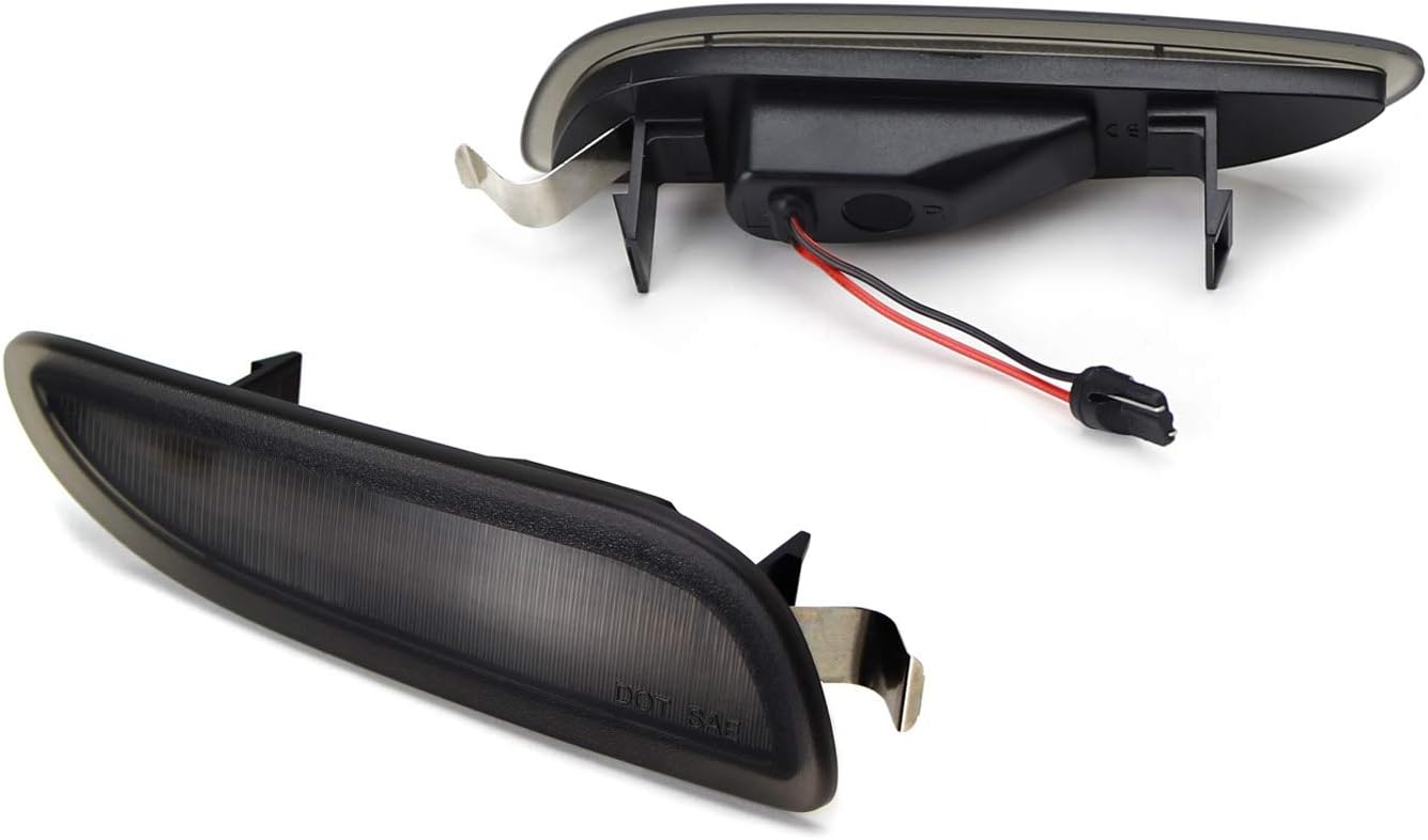 iJDMTOY Smoked Lens White Full LED Bumper Side Marker Light Kit Compatible With Mercedes 2003-2009 W209 C209 CLK-Class Coupe, Powered by 30-SMD LED, Replace OEM Amber Sidemarker Lamps