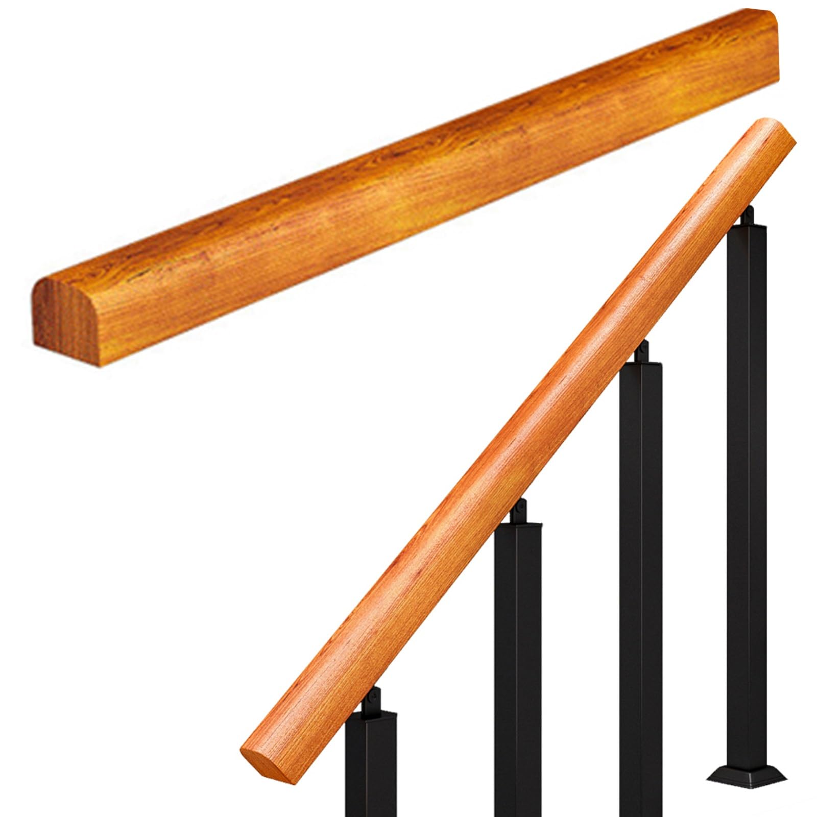 Buy WAHHWF Metal Railing Square Post/Wood Handrails for Indoor Stairs