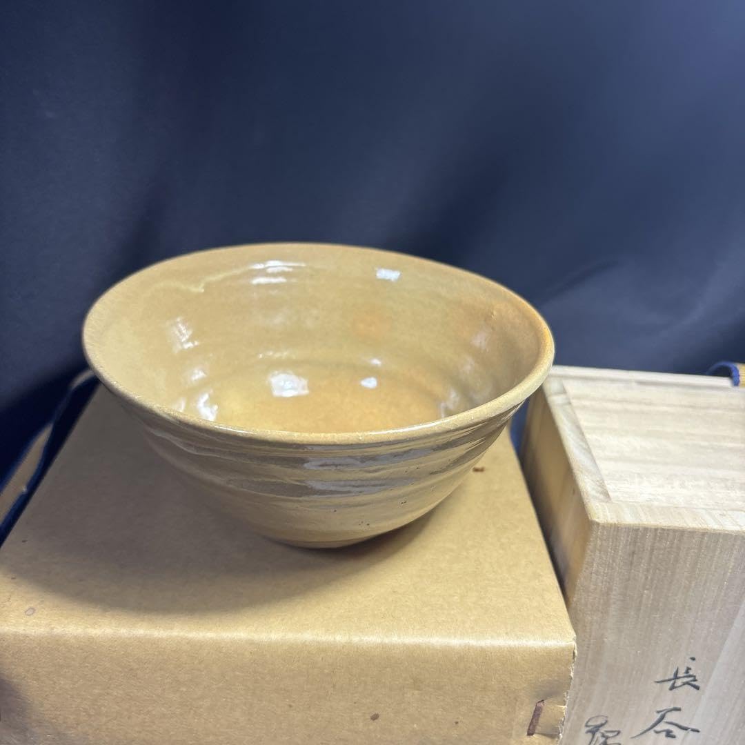 茶道具 加藤錦雄 茶碗 長谷窯 抹茶碗 茶器 共箱 赤津焼「絵高麗」共箱