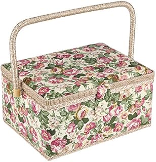 Zerone Sewing Box, Fabric Sewing Basket Sewing Needles Tape Measure Storage Box with Handle 30.5 x 23 x 15.5 cm, Sewing Tool Not Included