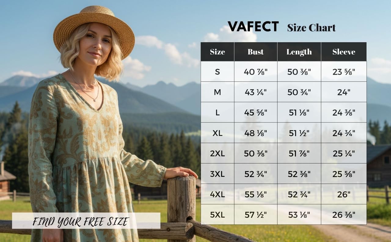 Womens Boho Floral Long Sleeve Maxi Dresses Vintage Casual Cotton Linen Oversized Flowy Tunic Dress - Image 7