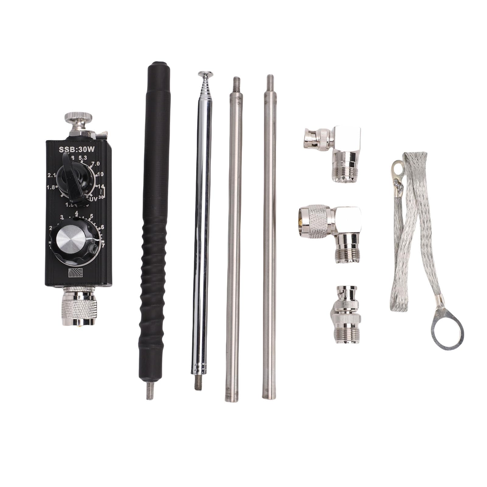 Sxhlseller Mini Antenna QRP a Onde Corte, Ricetrasmettitore Sintonizzato Regolabile in Acciaio in Lega di Alluminio da 30 W per Comunicazione Interna o Esterna Multibanda VHF UHF da 1,8 MHz a 30 MHz