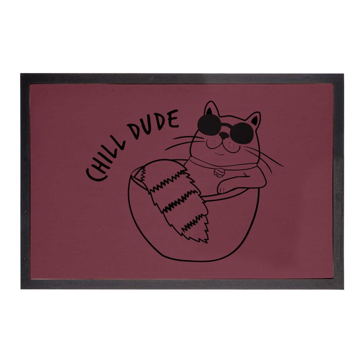 Paillasson enfant chat soleil tapis de sol rouge 75x50 cm décoration entrée