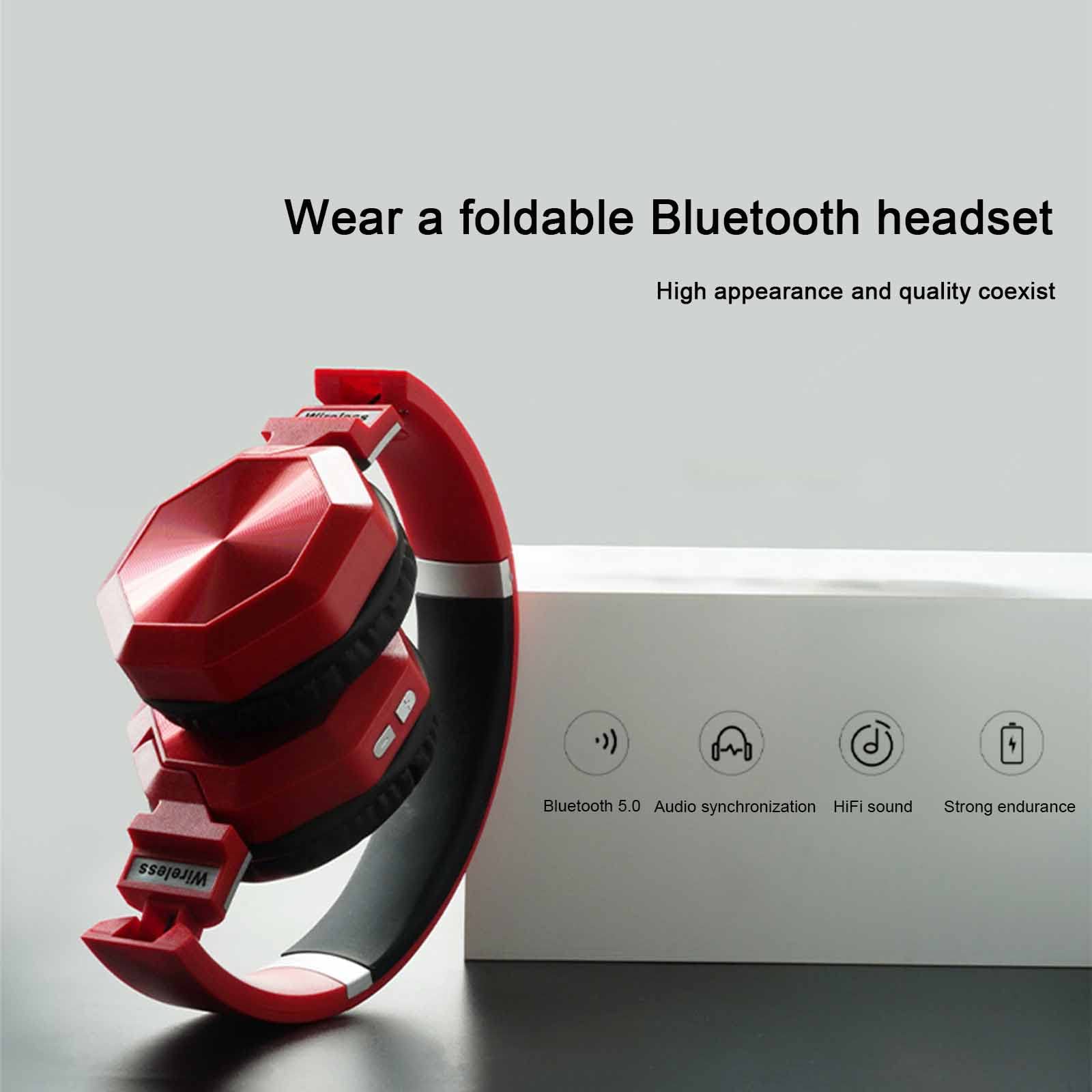 Słuchawki stereofoniczne nauszne, bezprzewodowe zestawy słuchawkowe Bluetooth, składane zestawy słuchawkowe bezprzewodowe i przewodowe z miękkimi nausznikami z białkami pamięci, do telefonów komórkowy