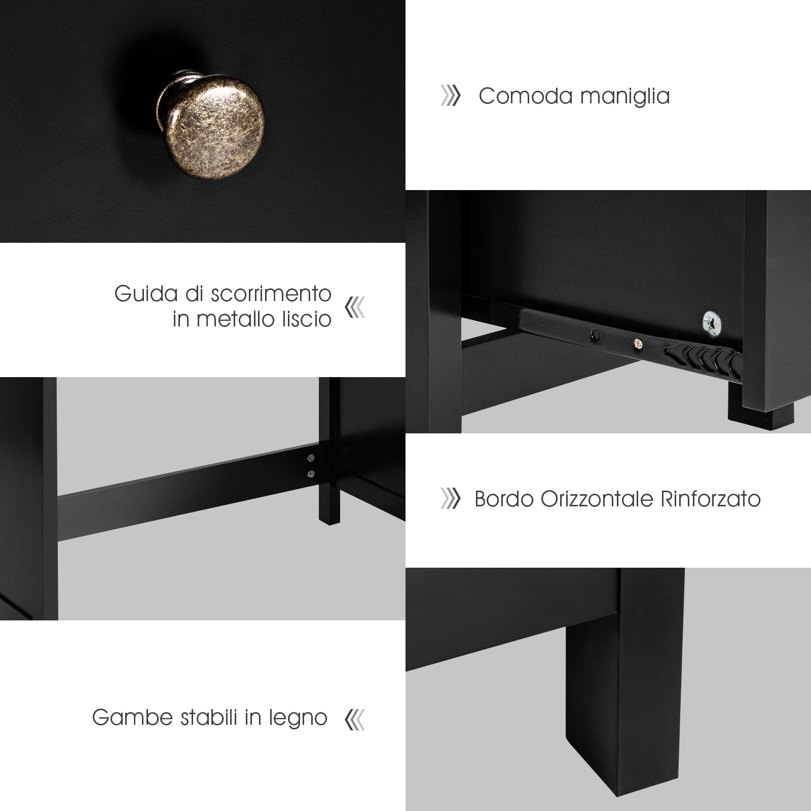COSTWAY Scrivania per Computer con 3 Cassetti, Scrivania Salvaspazio con Dispositivo Antiribaltamento, Postazione di Lavoro Multifunzionale per Casa e Ufficio, 120 x 50 x 75 cm (Nero)