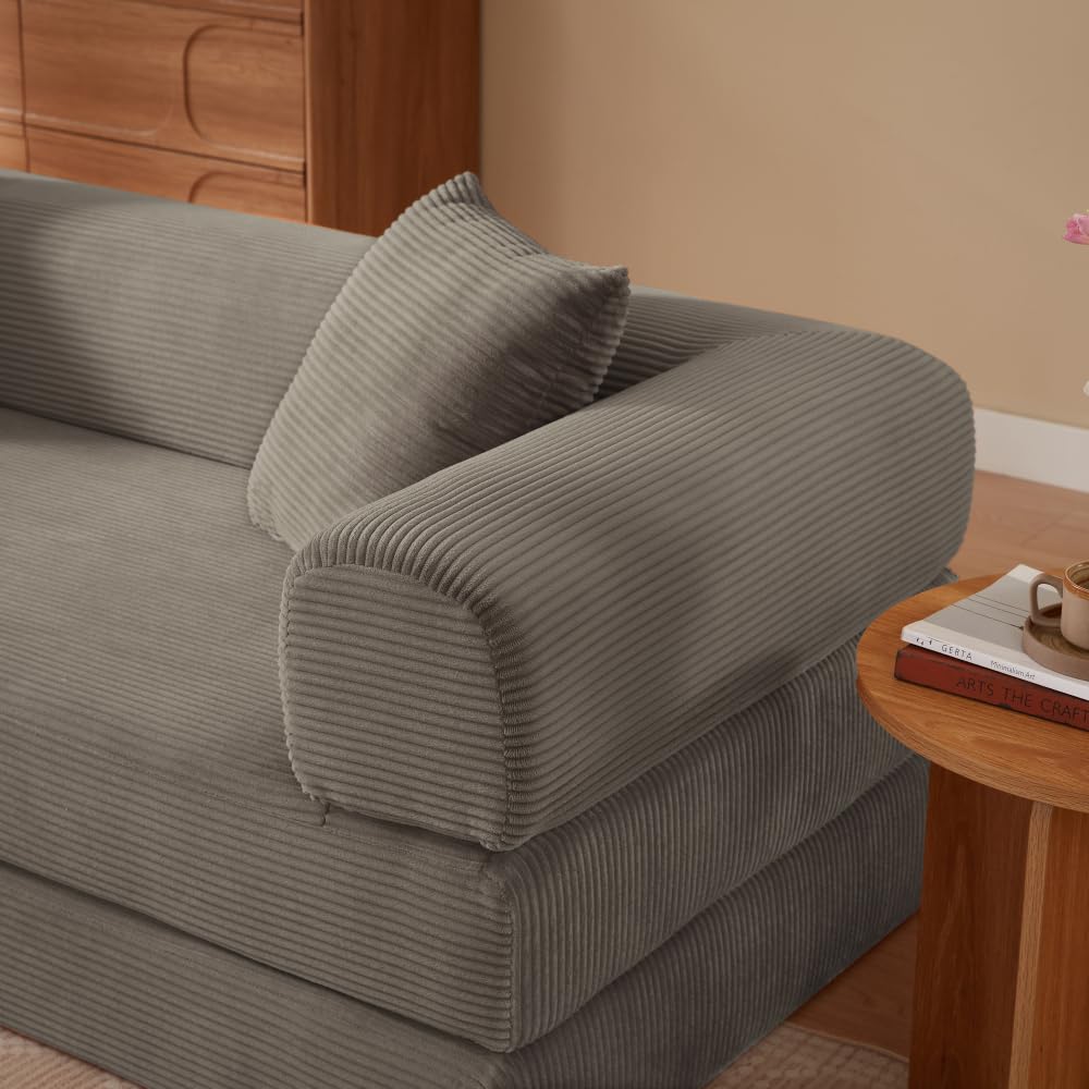 Sofá plegable, sofá convertible, sofá seccional sin marco y conjunto de silla, sofá cama que se puede convertir en cama, sofá con piso de tatami, adecuado para sala de estar, dormitorio (Taupe)