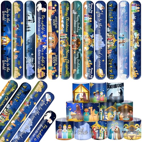 YYMYMGJ 48 PCS Nativity Slap Bracelets, Religious Party Favors Slap