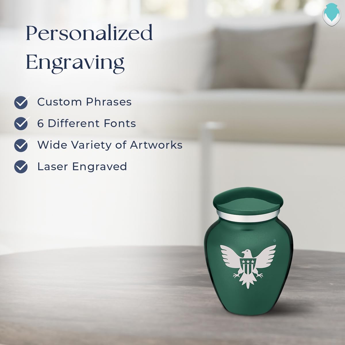 Geturns Embrace Keepsake American Glory Cremation Urns for Human Ashes I Green Funeral Urn for Men and Women I 3.5 lbs