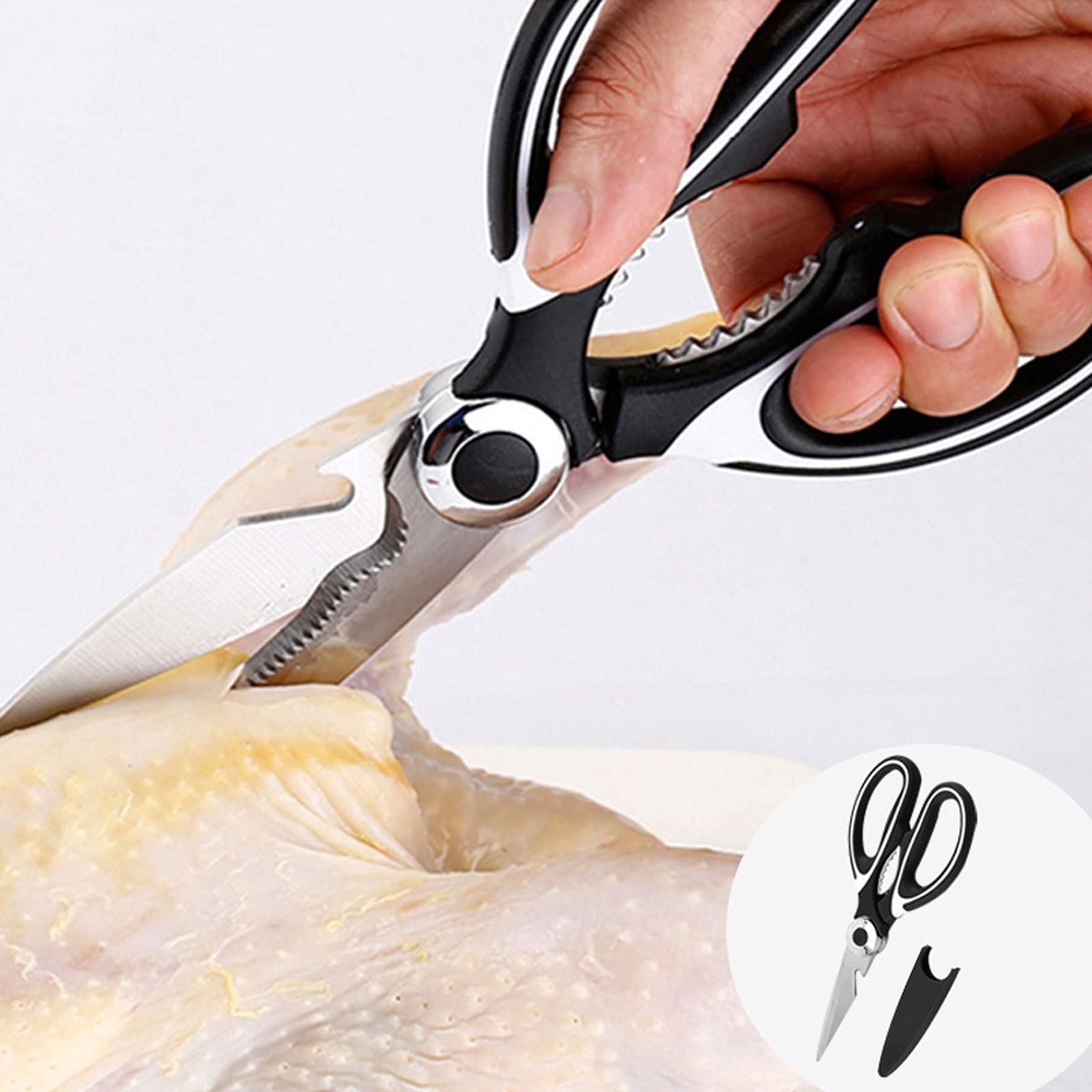 Nożyczki rzemieślnicze Nożyczki kuchenne ze stali nierdzewnej Uniwersalne nożyce Narzędzie do mięsa Warzywa Nożyczki do ziół (pomarańczowy N)