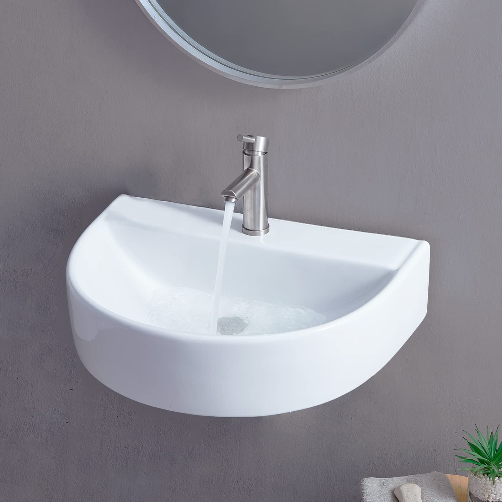 Buy VCCUCINE Wall ed Bathroom Sink, 24'' Small White Round Basin