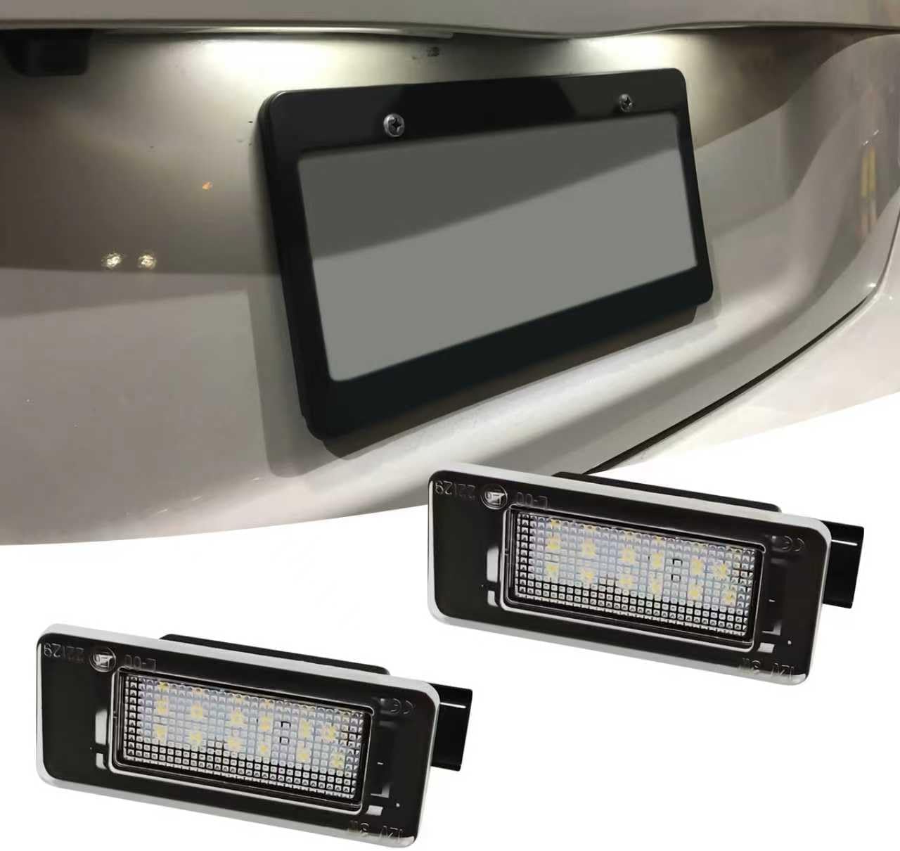 Car LED License Plate Light Tag Lamp Assembly, Replcement OE#: 26510-8990E, 6000K Xenon White Light Car Rear License Plate Lights for Nisan Altima Sentra Versa Rogue 2019-2023