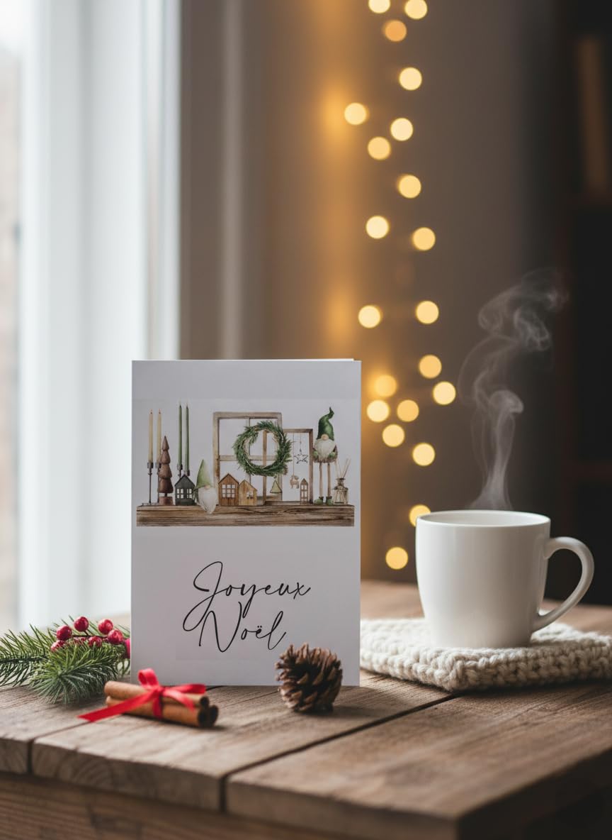 Set de 30 Cartes de Noël A6 avec Enveloppes Blanches – Cartes Festives