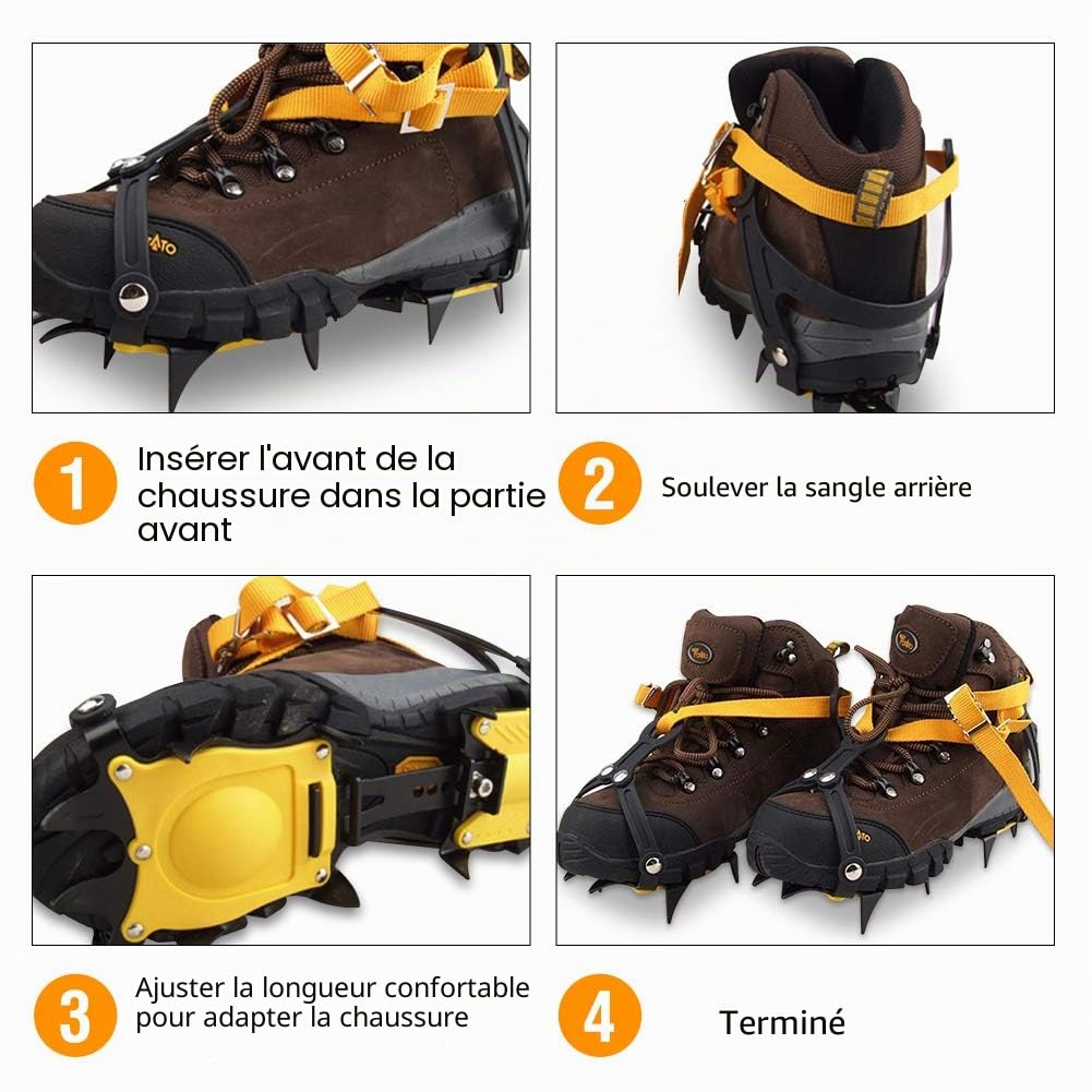 Crampons métalliques, crochets durables pour chaussures d'escalade, antidérapants sur neige ou glace, sports extrêmes, randonnée en montagne, ski, activités hivernales