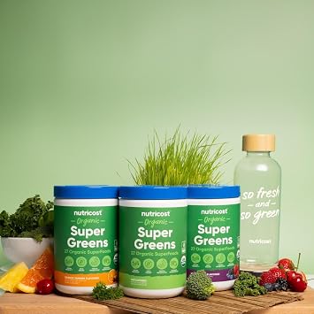 Nutricost Organic Super Greens Powder (30 Servings) - Superfood Supplement Drink Mix (30 Servings, No Flavor Added)