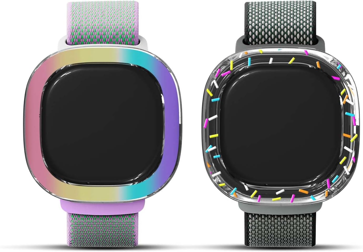 2-Pack for Fitbit Google Ace LTE Kids Smartwatch Edge Protector Case, Cute Funny Google Ace LTE Skin, Drop-Proof Hard Cover for Google Ace LTE Kids Smartwatch Accessories (Rainbow+Donut)