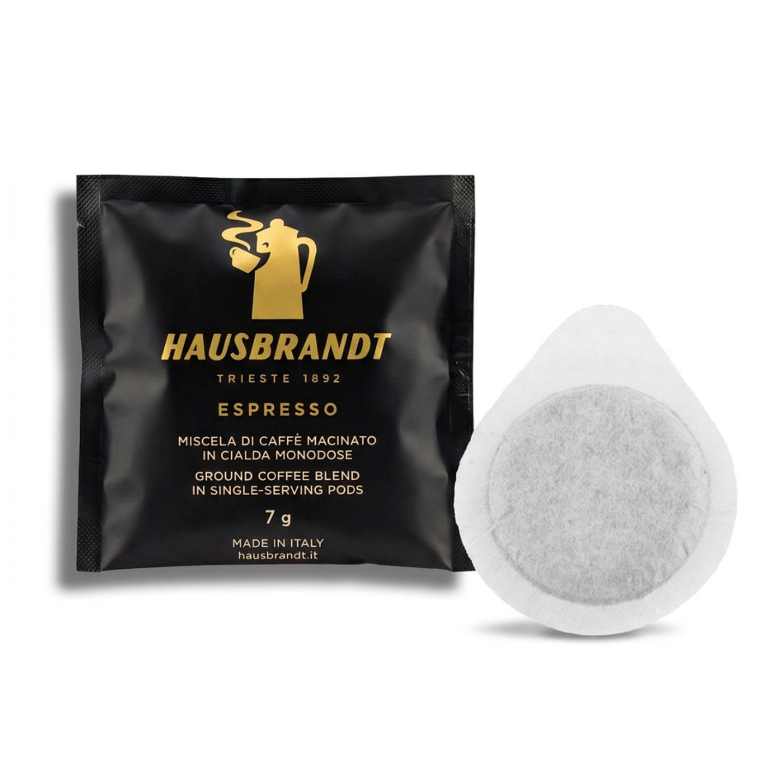 Hausbrandt Caffè Espresso in Cialde di Carta Filtro, 144 Cialde Monodose, Miscela di Caffè Tostato e Macinato, 1000g