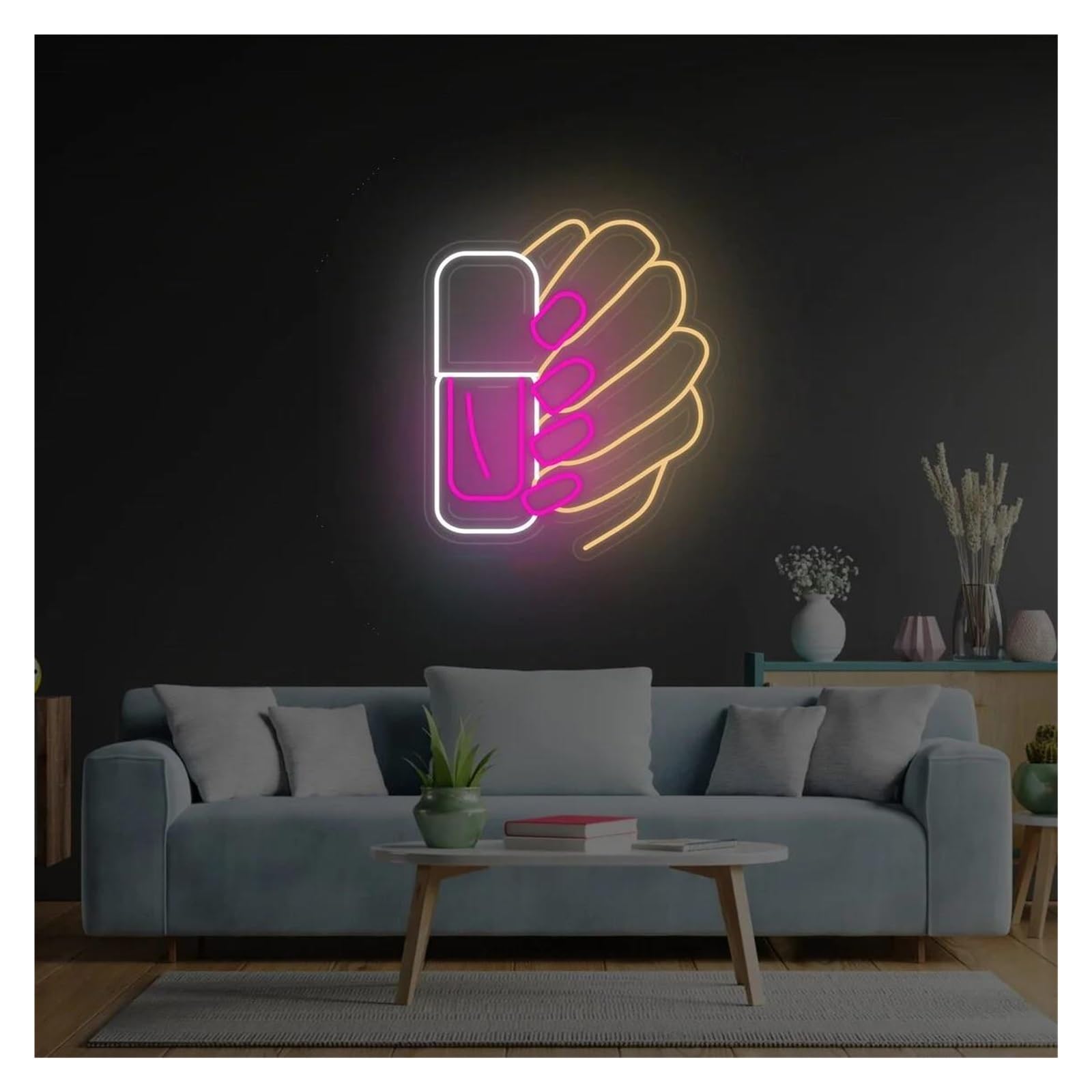 LEMST Signs Lamp Manicure Neon Sign, Nail Polish Neon Sign, Nails Studio Decor, Beauty Salon Sign, Nail Salon Decor 38cm(F)