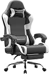 Dowinx Ergonomic Gaming Chair with Footrest & Massage Lumbar, 2D-Linkage Armrests for Computer Chair 330lbs with Headrest Pillow for Office, Home, Streaming and Long Gaming Sessions, Black