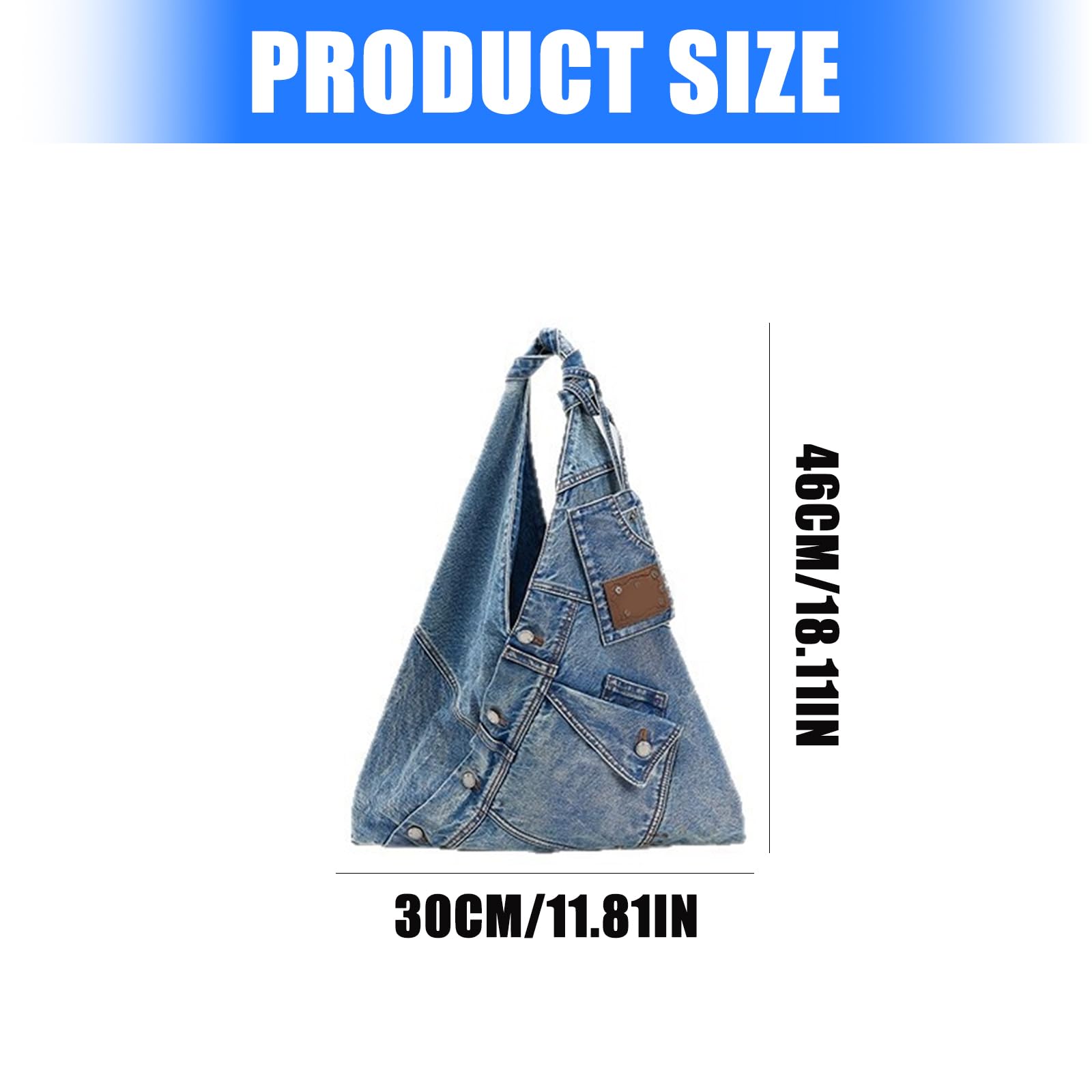 Hobos - Borsa a tracolla da donna, in denim, casual, con manico superiore, con tasche multiple