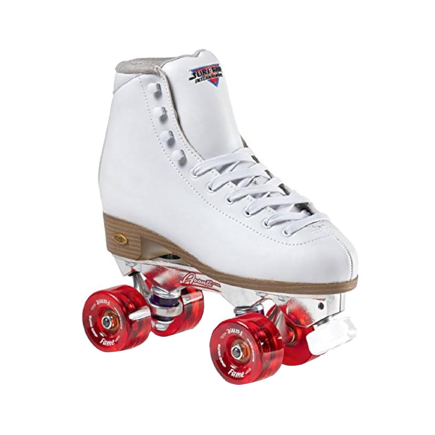 Sure-Grip Fame Avanti Indoor Roller Skates for Women | Polyurethane Material of Wheels 57mm | Synthetic Leather Boot with ABEC 5 Bearings - Carrera Toe-Stopper - Available in White Color