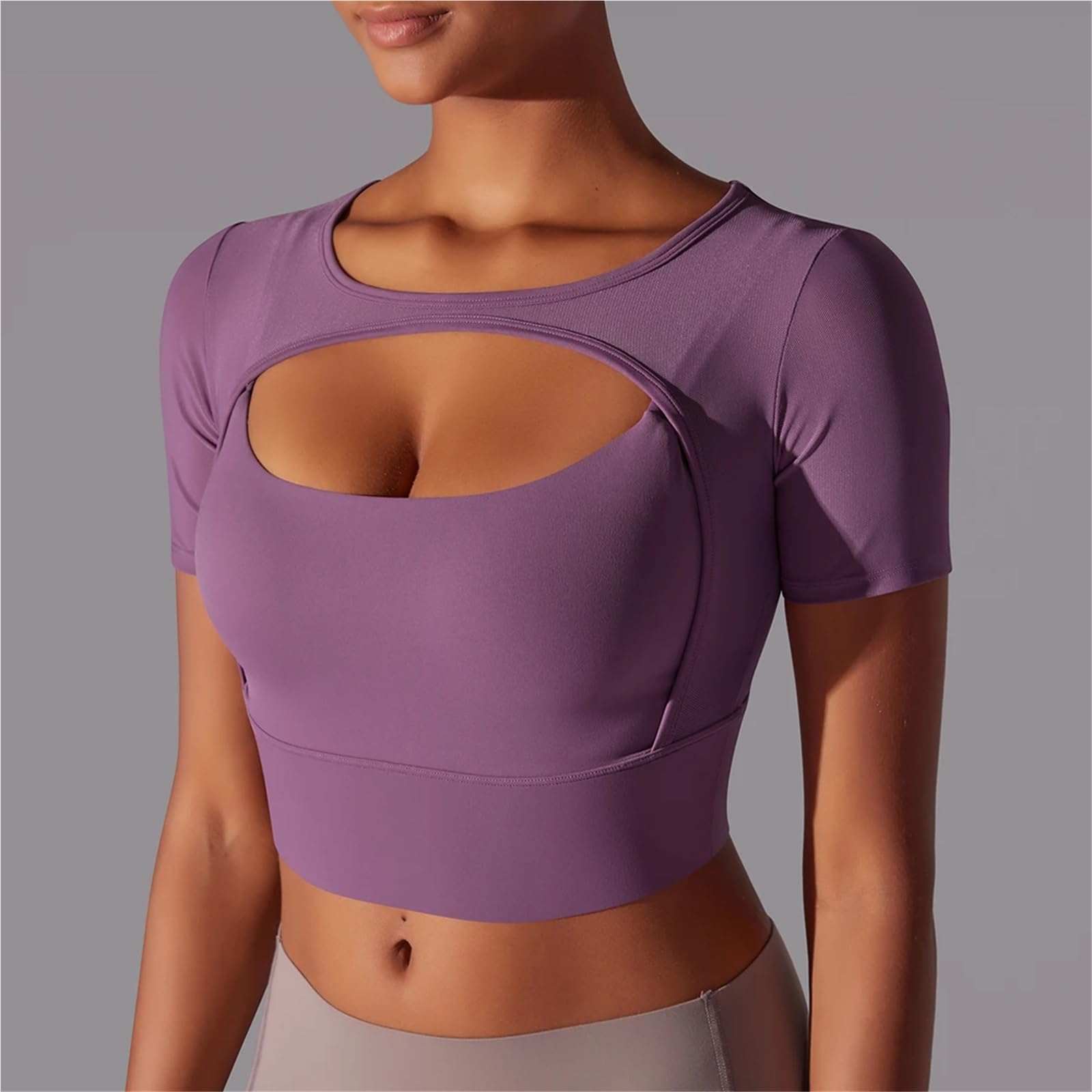 Yoga Shirt Solid Color Yoga Short Sleeve Sexy Double Layer Tank Top Spliced Mesh Clothing Top Fitness Running Sports Bra Women